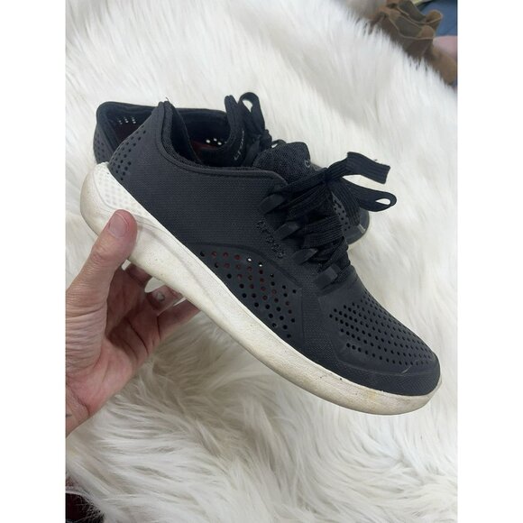 CROCS Pacer LiteRide Black Lace Up Tennis Shoe Women Size 9 - Picture 7 of 10